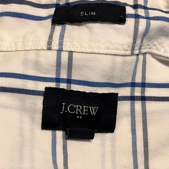 J. Crew Slim White Blue Plaid Long Sleeved Button Down Shirt Size L - Picture 4 of 5